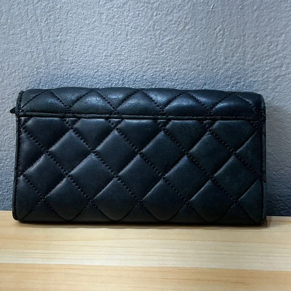 Michal Kors Black Quilted Leather Flap Wallet - Picture 2 of 7